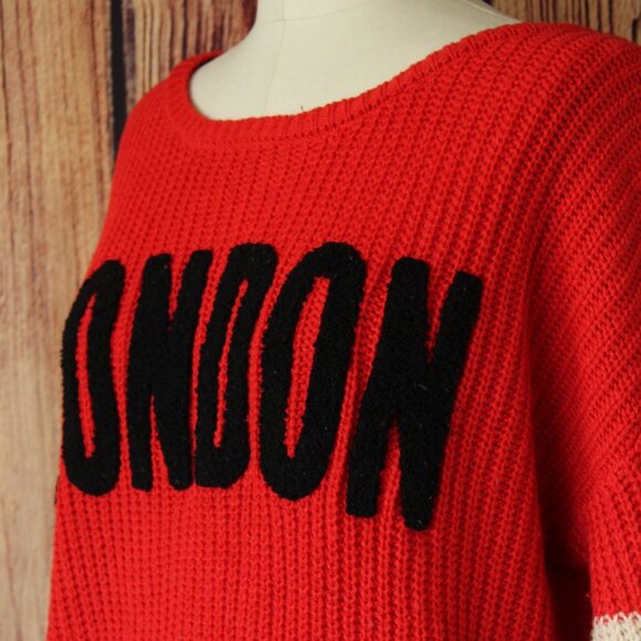 Ultra Flirt Womens Sweater, London, Red and White and Black, Size Medium - Picture 9 of 13